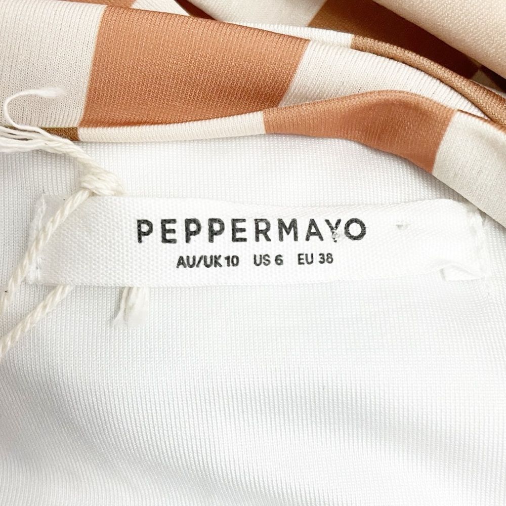NWT Peppermayo Into The City Mesh Maxi Dress Cocoa Cream Check Womens Size 6 NEW - Picture 12 of 16